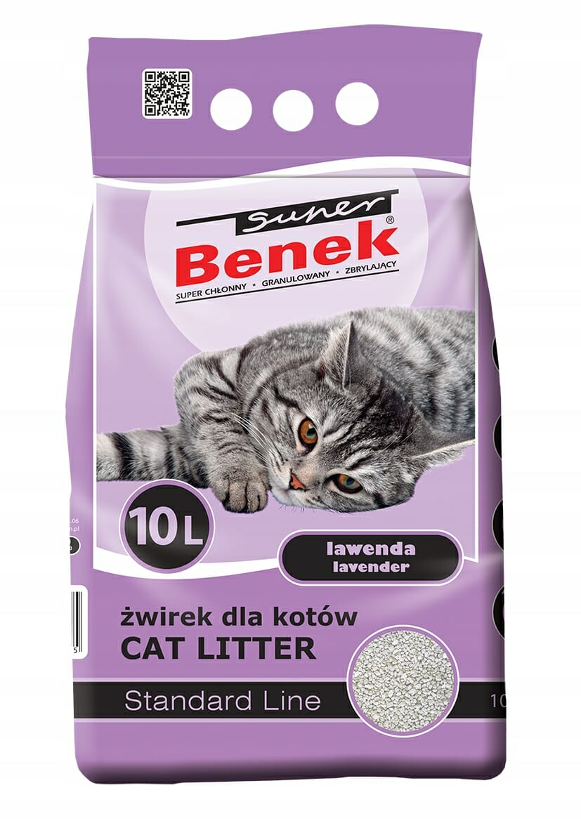 Żwirek Benek Super bentonitowy lawendowy 10l