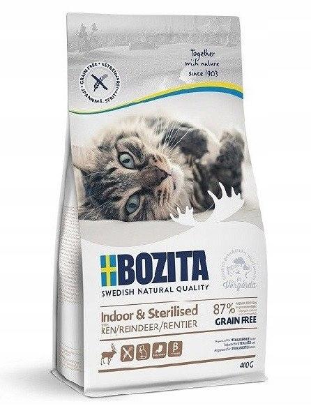 Sucha karma dla kota BOZITA Indoor &amp; Sterilised Grain Free z reniferem 400g