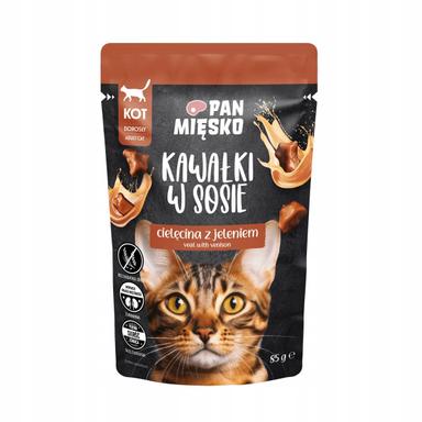 Pan Mięsko Karma mokra dla kota Kawałki w sosie cielęcina z jeleniem 85 g