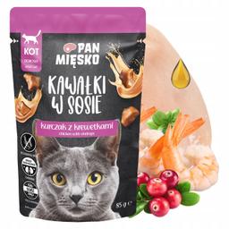 Pan Mięsko Karma mokra dla kota Kawałki w sosie Kurczak z krewetkami 85g