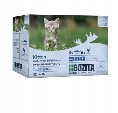 Bozita KITTEN Mięsno Rybne łosoś kurczak kawałki w sosie 12x85g