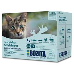 Bozita Mięsno Rybne kawałki w sosie łosoś, śledź, kurczak, renifer 12x85g