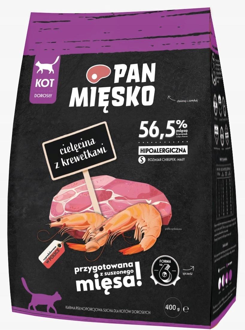 Pan Mięsko karma sucha dla kota Cielęcina z krewetkami S 400g
