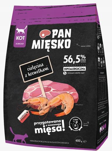 Pan Mięsko karma sucha dla kota Cielęcina z krewetkami S 400g