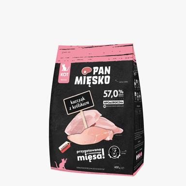PAN MIĘSKO KARMA SUCHA DLA KOTA KURCZAK Z KRÓLIKIEM XS 400G