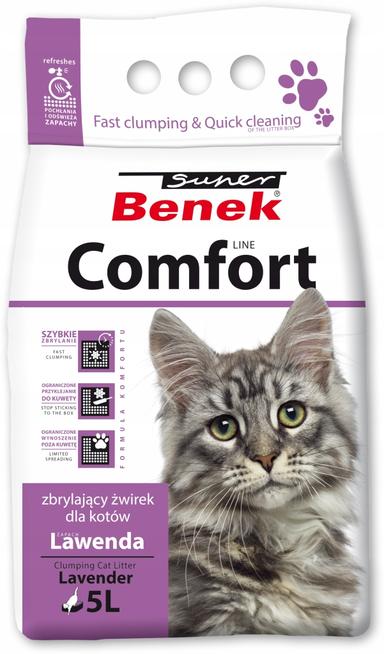 Super Benek COMFORT Lawenda 5l Zbrylający żwirek bentonitowy dla kota