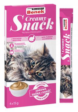 Super Benek Creamy Snack przekąska dla kotów z indykiem i biotyną (4&#215;15 g)