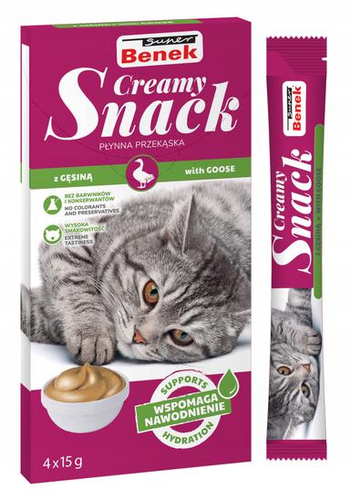 Super Benek Creamy Snack. Płynna przekąska dla kotów z gęsiną (4 x15 g)