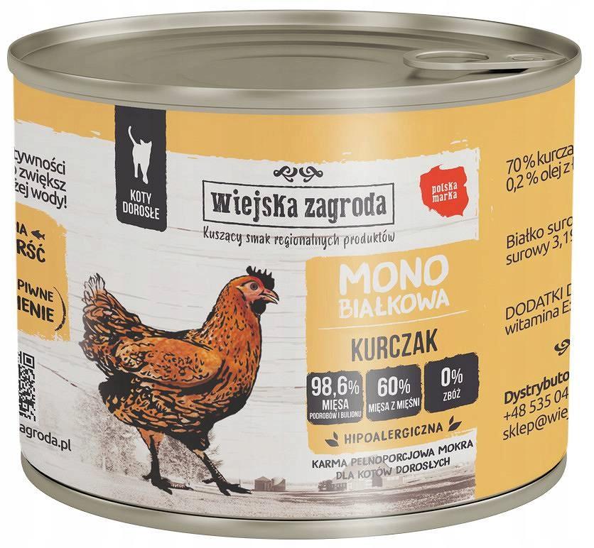 Wiejska Zagroda Karma mokra dla kota Monobiałkowa Kurczak (dorosły) 200g