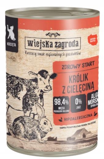 WIEJSKA ZAGRODA KRÓLIK Z CIELĘCINĄ DLA KOCIĄT 400 g